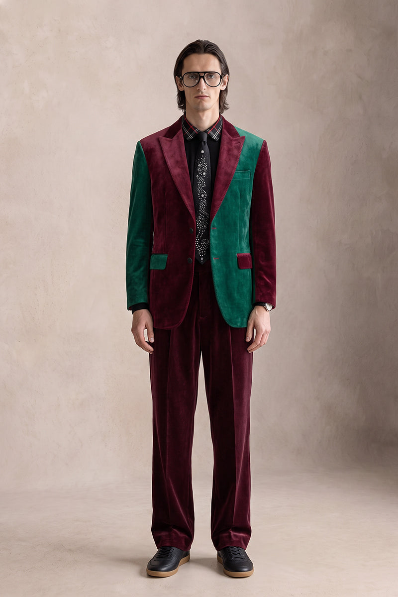 Burgundy 100% Velvet Suits