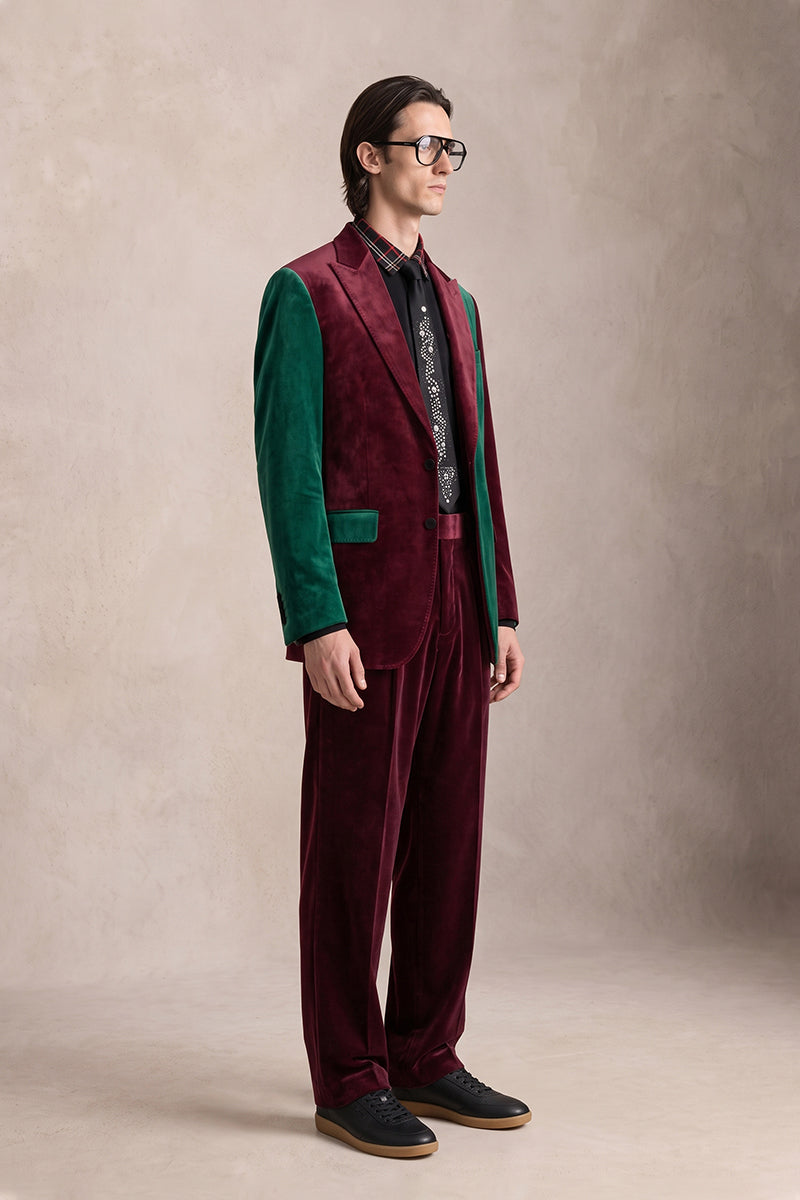 Burgundy 100% Velvet Suits
