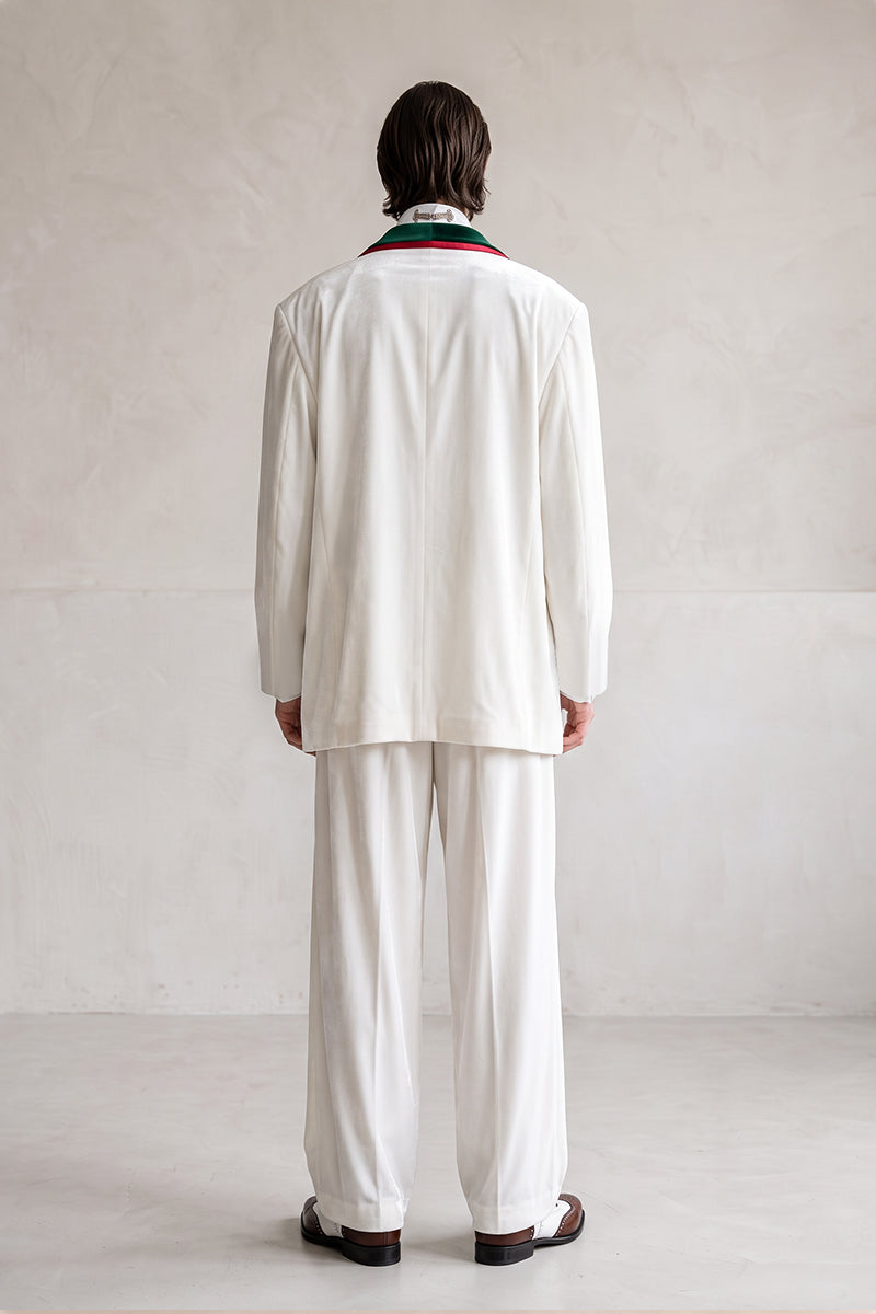 White 100% Velvet Suits