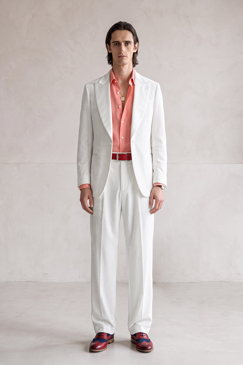White 100% Velvet Suits