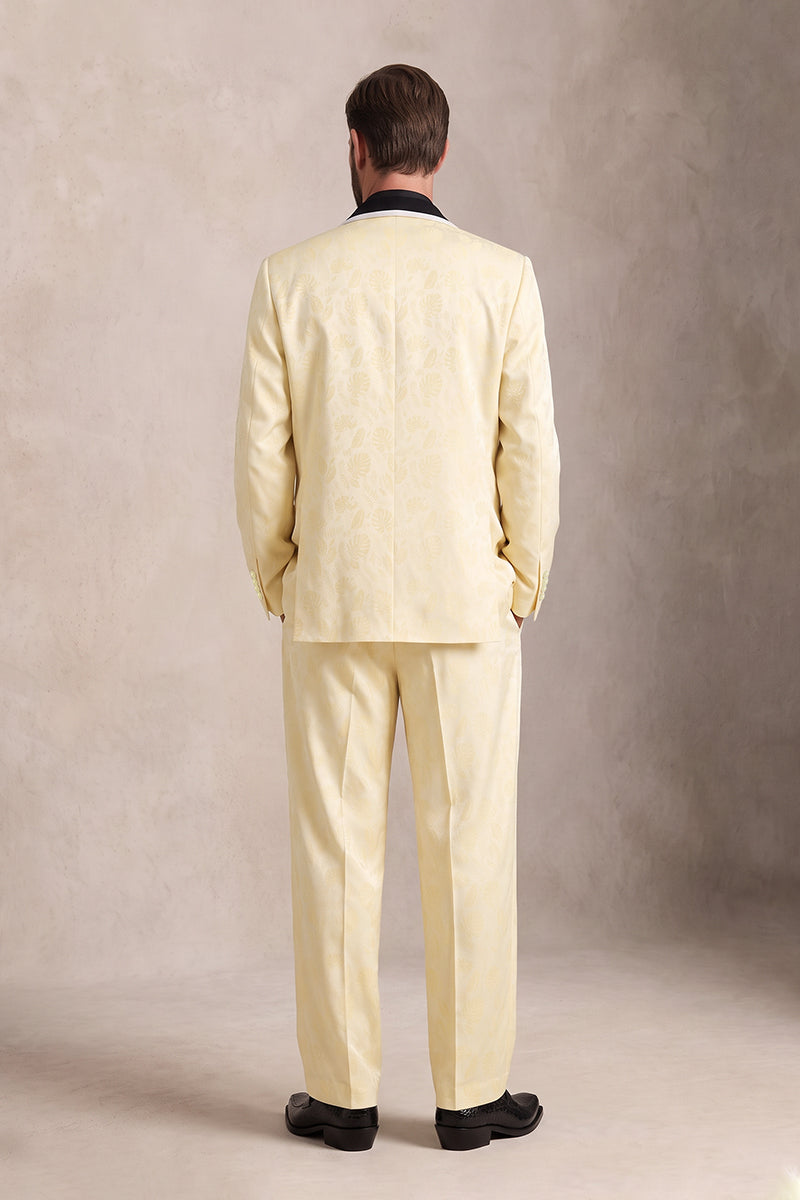 Light Yellow 82% Jacquard Suits