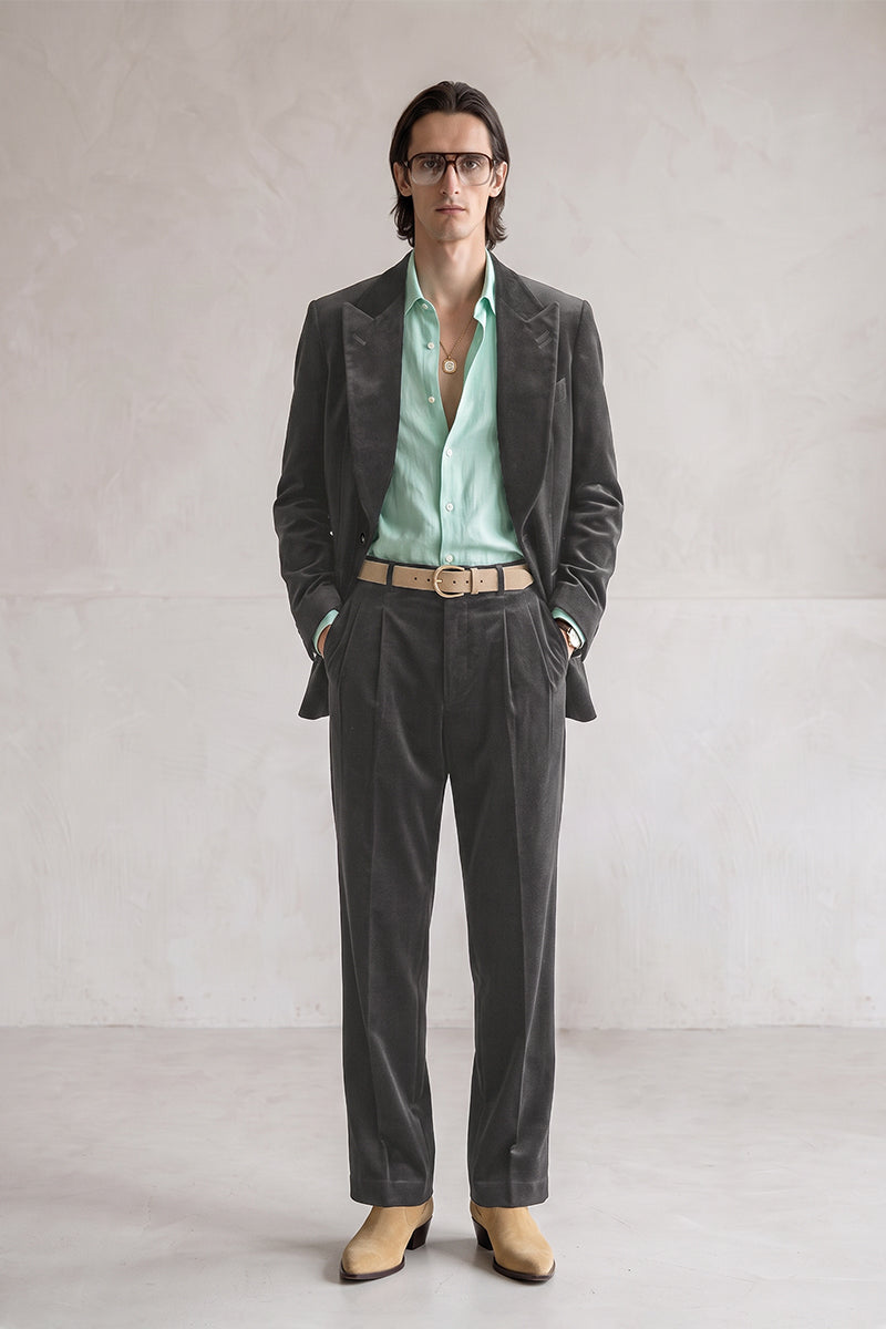 Gray 100% Velvet Blazers