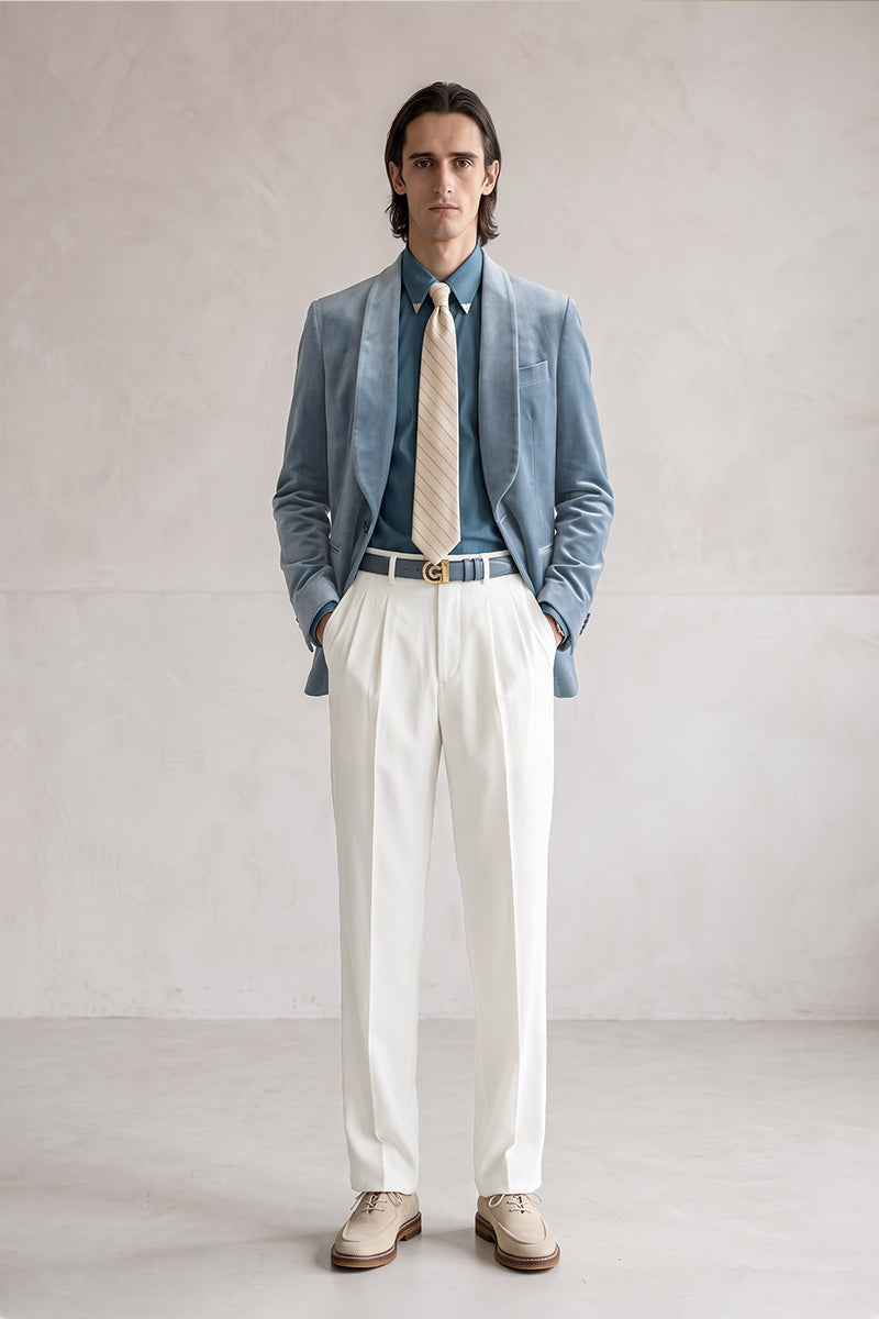 Dusty Blue 100% Velvet Suits
