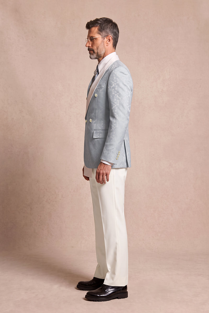 Gray Blue 82% Jacquard Suits