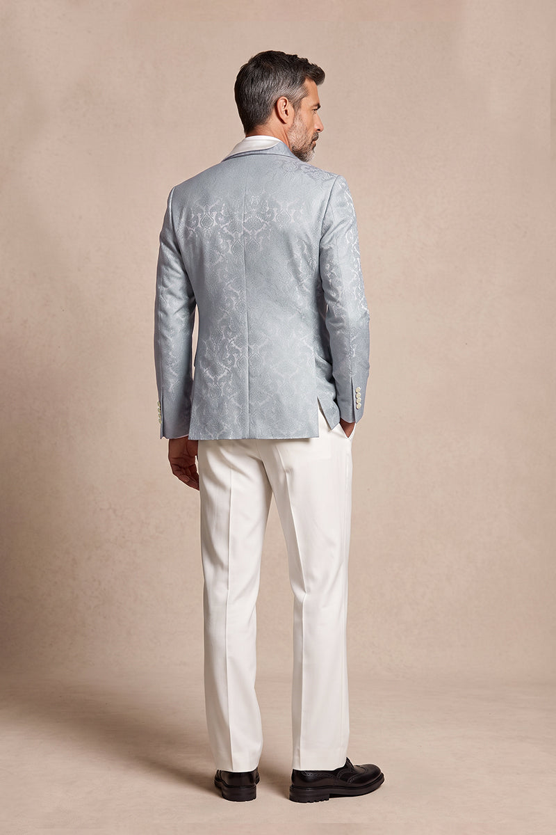 Gray Blue 82% Jacquard Suits