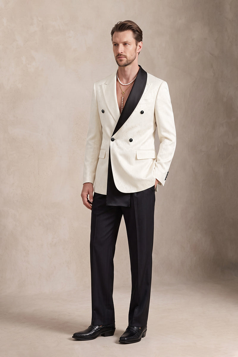White 82% Jacquard Suits