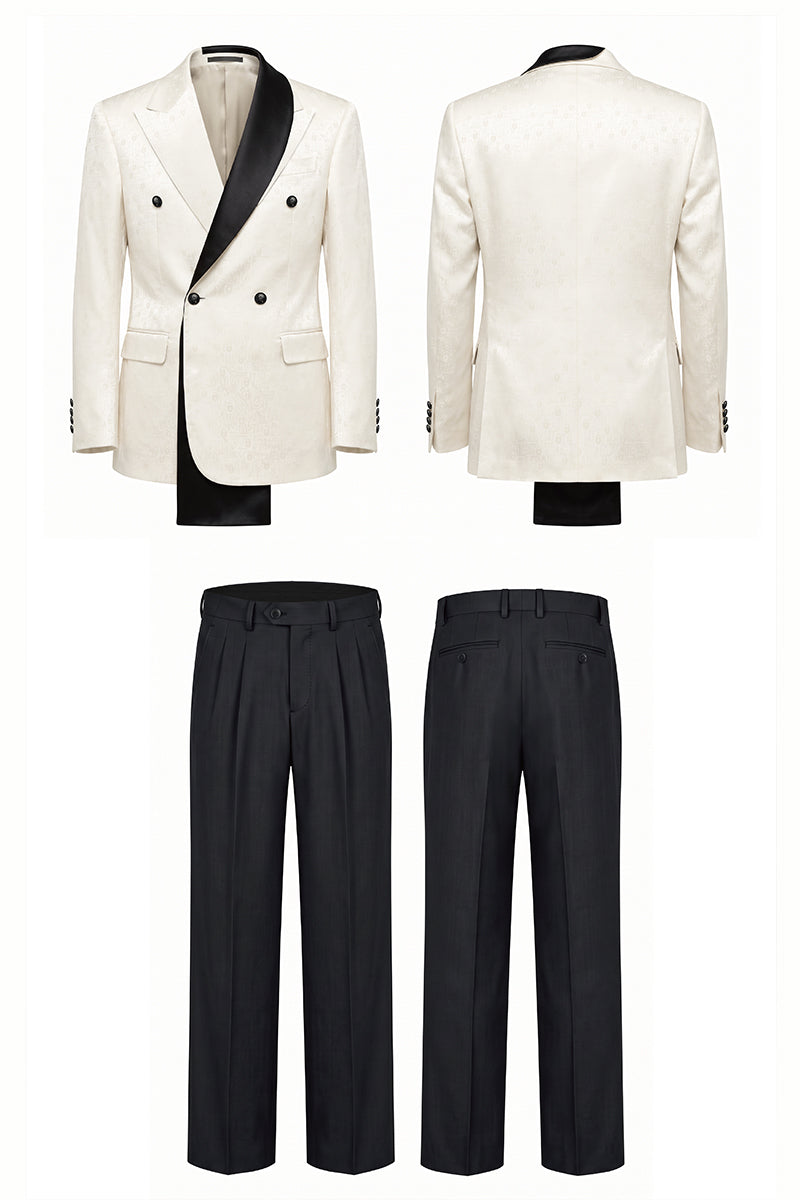 White 82% Jacquard Suits