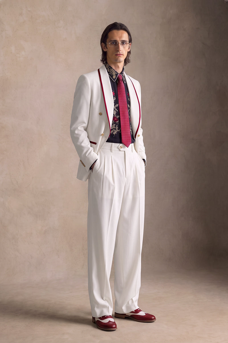 White 100% Velvet Suits