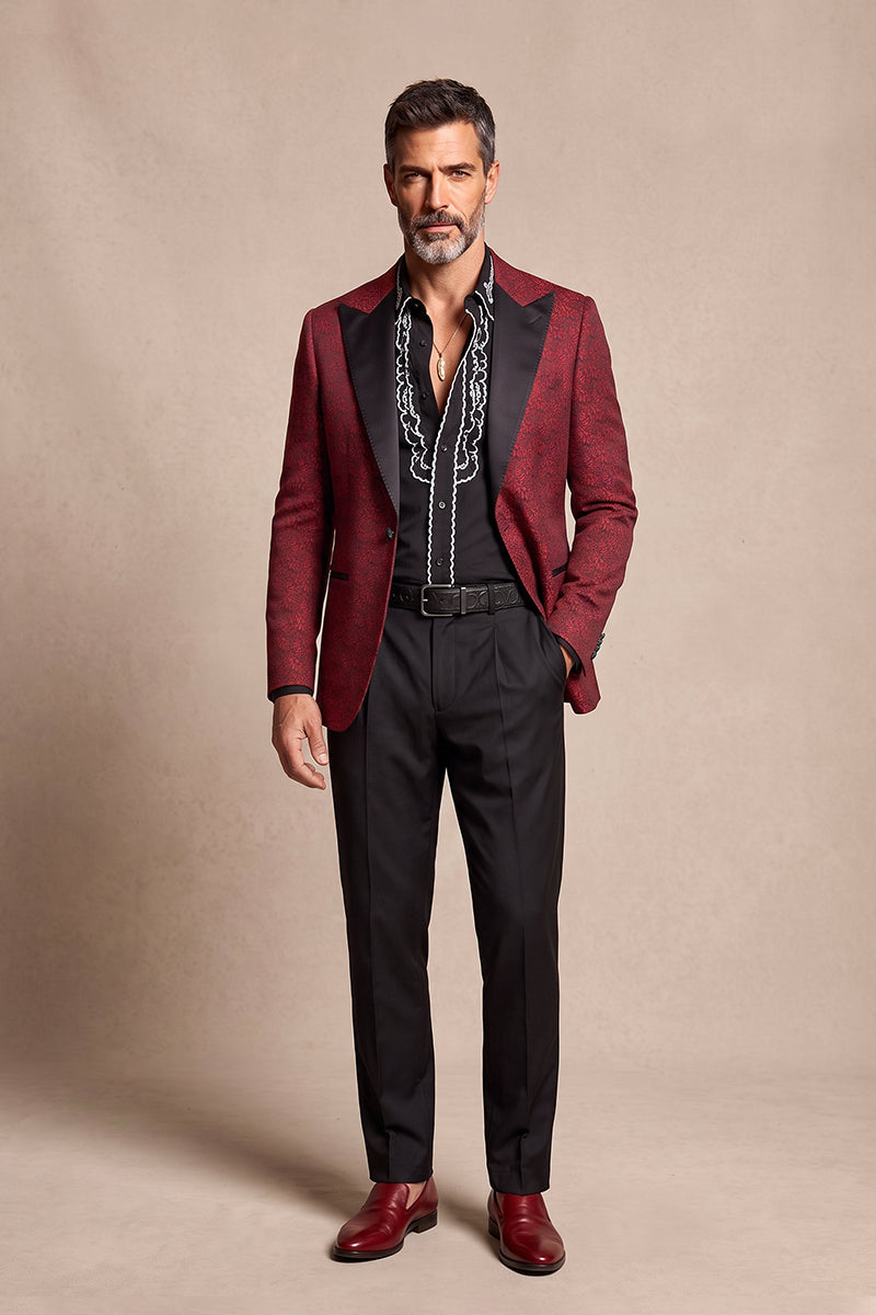 Red 82% Jacquard Suits
