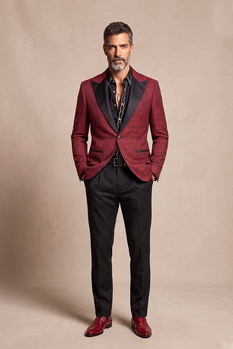 Red 82% Jacquard Suits