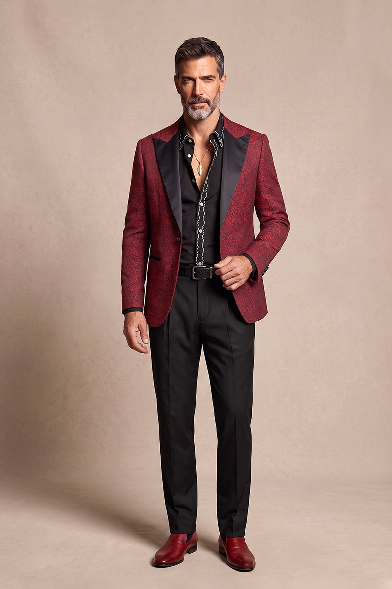 Red 82% Jacquard Suits
