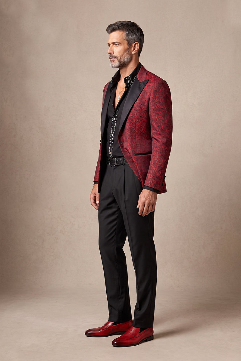 Red 82% Jacquard Suits