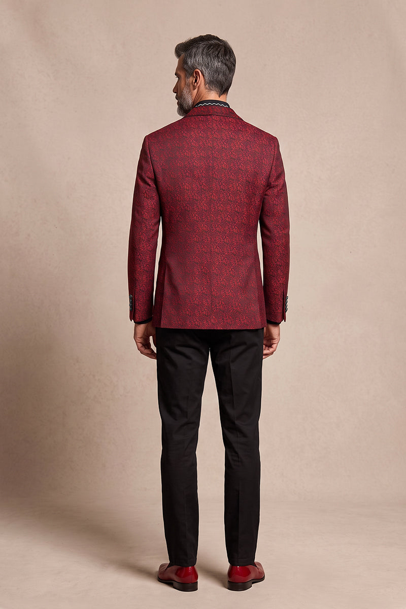 Red 82% Jacquard Suits