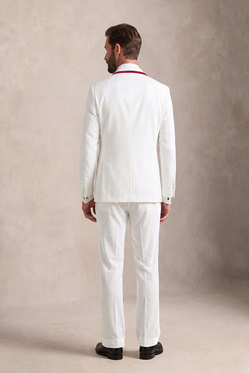 White 100% Velvet Suits