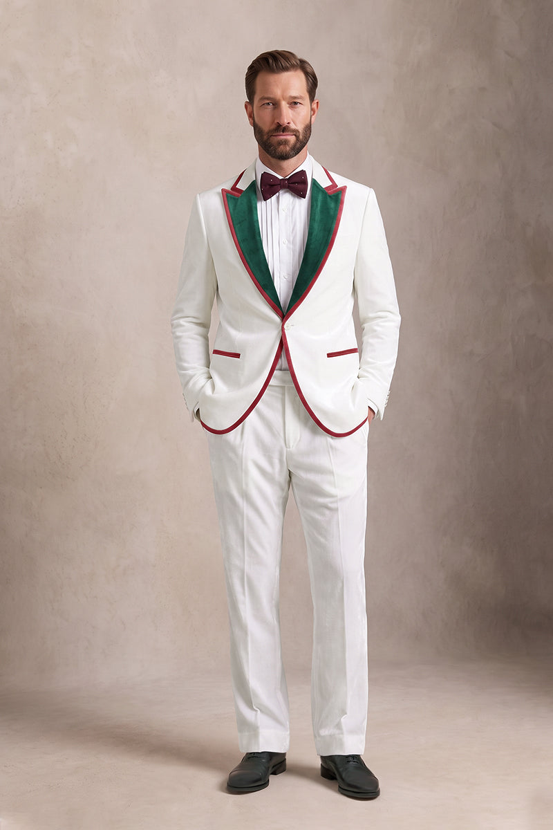 White 100% Velvet Suits