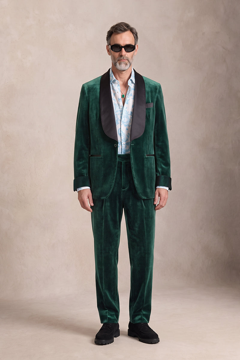 Emerald Green 100% Velvet Suits