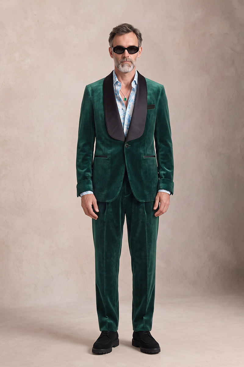 Emerald Green 100% Velvet Suits