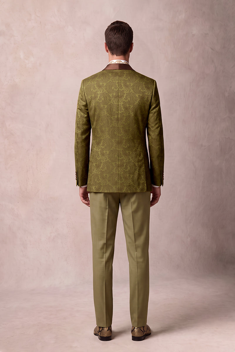 Olive 82% Jacquard Suits