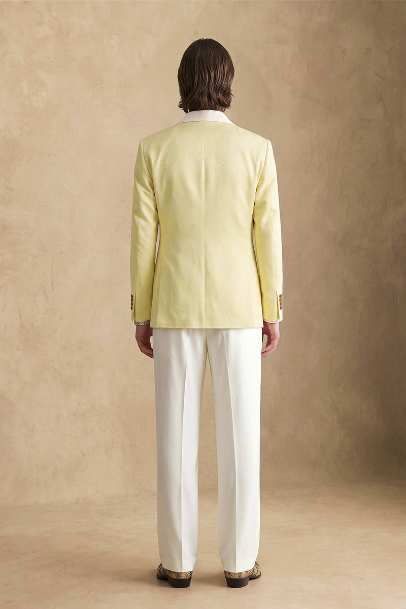 Pale Yellow 82% Jacquard Suits