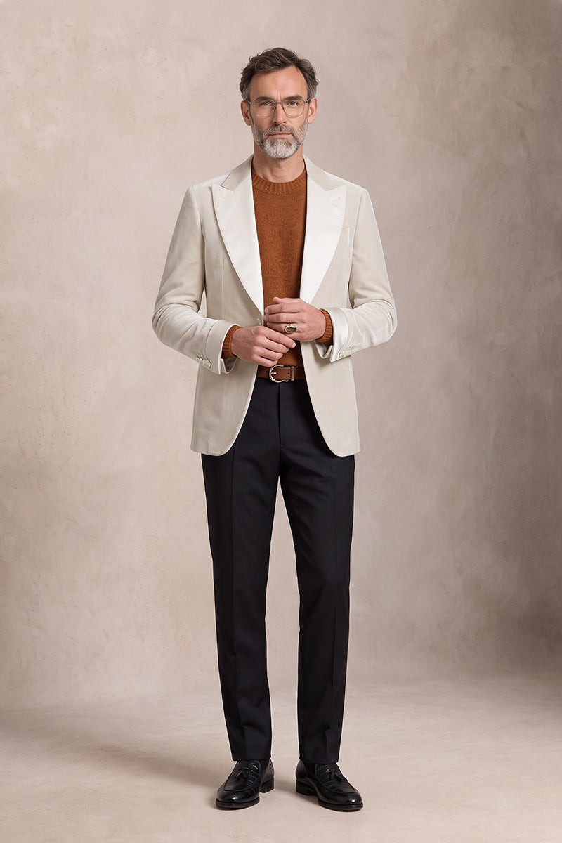 White 100% Velvet Blazers