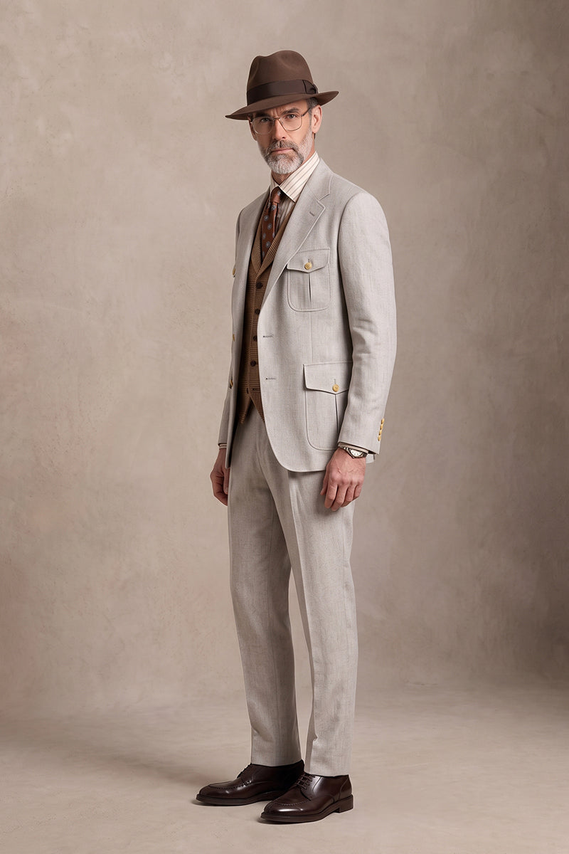 Light Oat 70% Merino Wool Suits