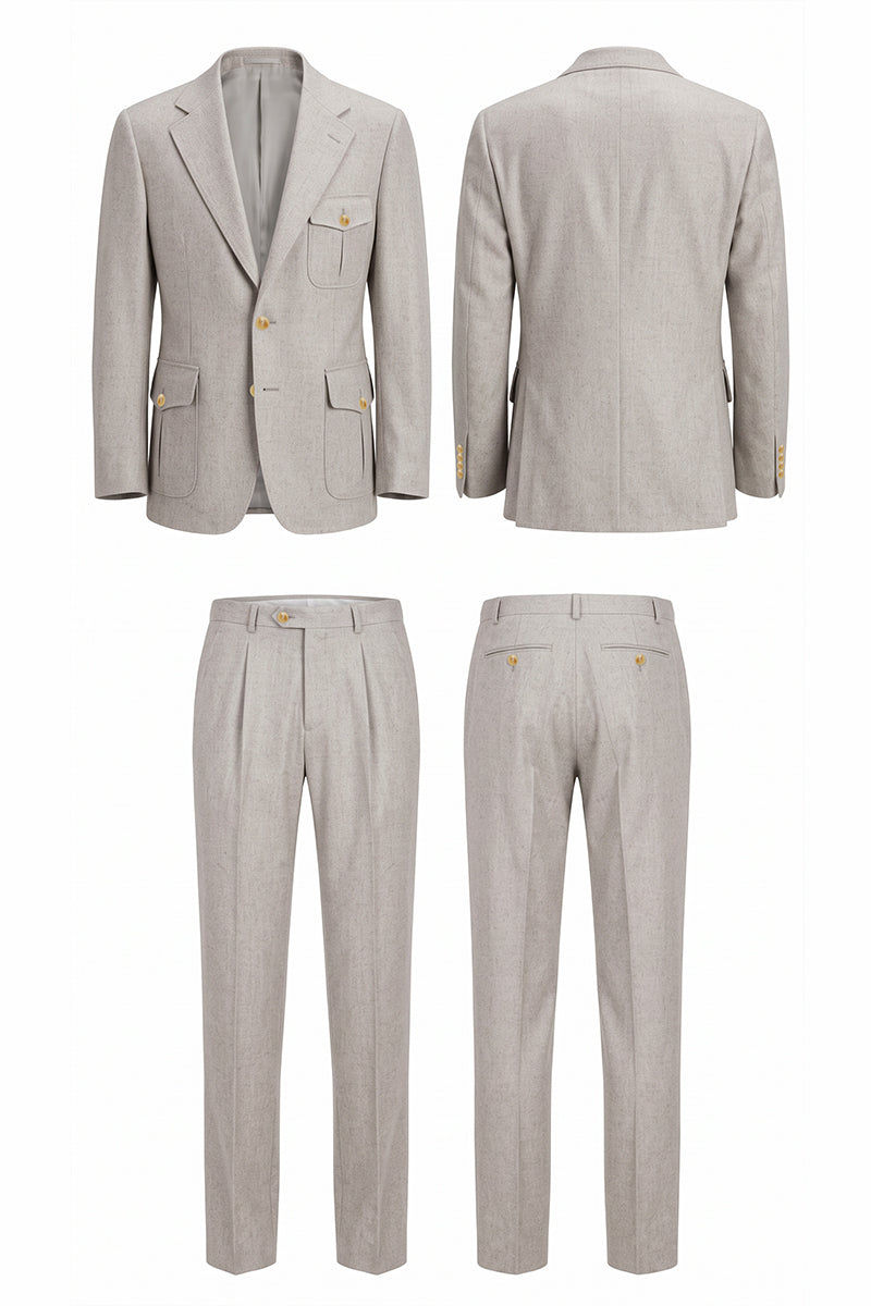 Light Oat 70% Merino Wool Suits