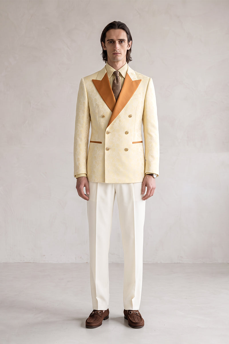 Pale Yellow 82% Jacquard Suits