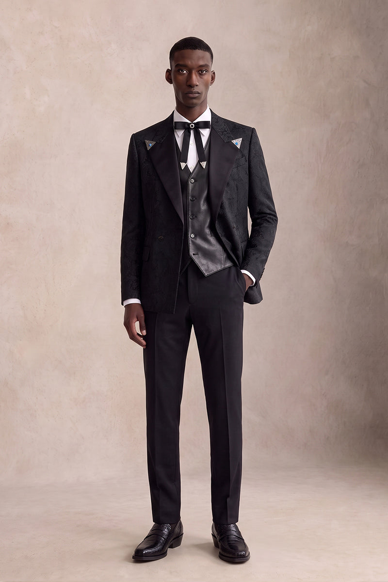 Black 82% Jacquard Blazers