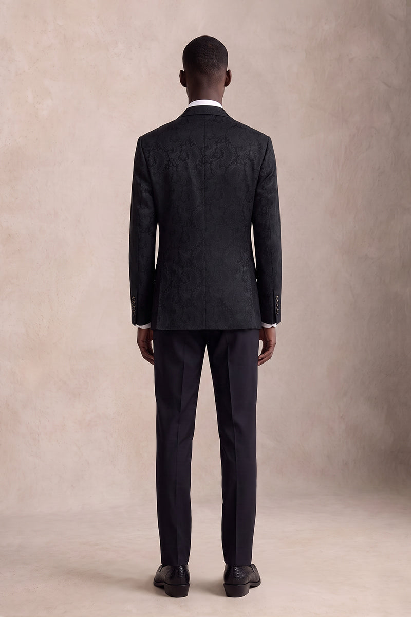 Black 82% Jacquard Blazers