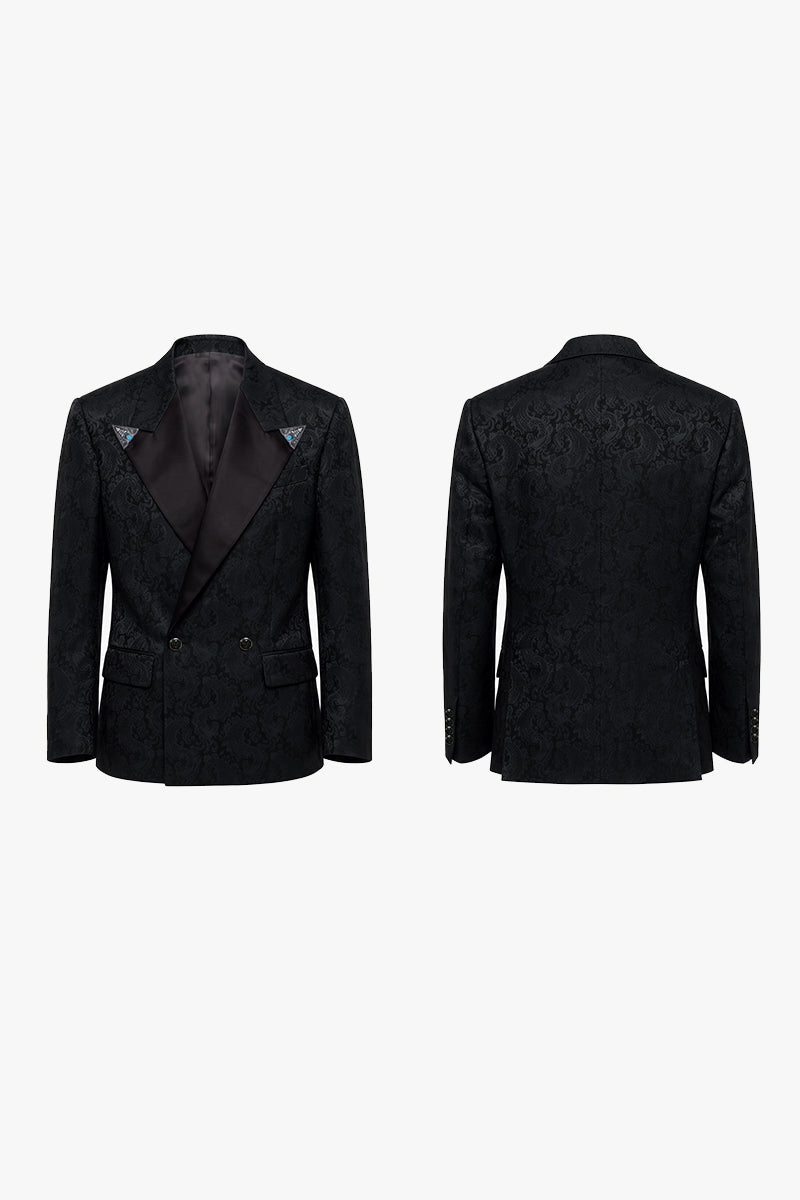 Black 82% Jacquard Blazers