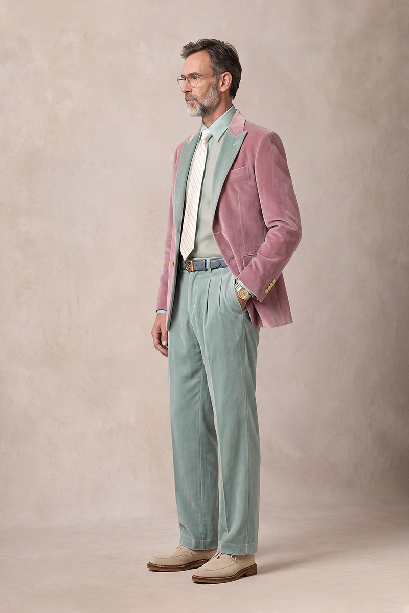 Pink 100% Velvet Suits