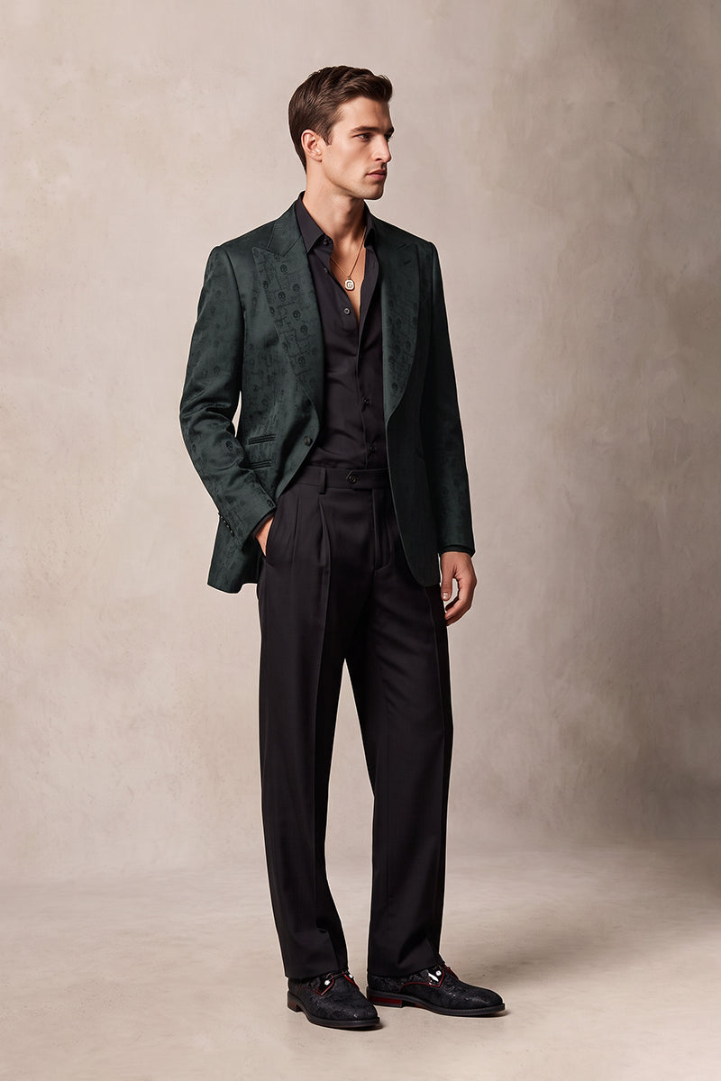 Dark Green 82% Jacquard Suits