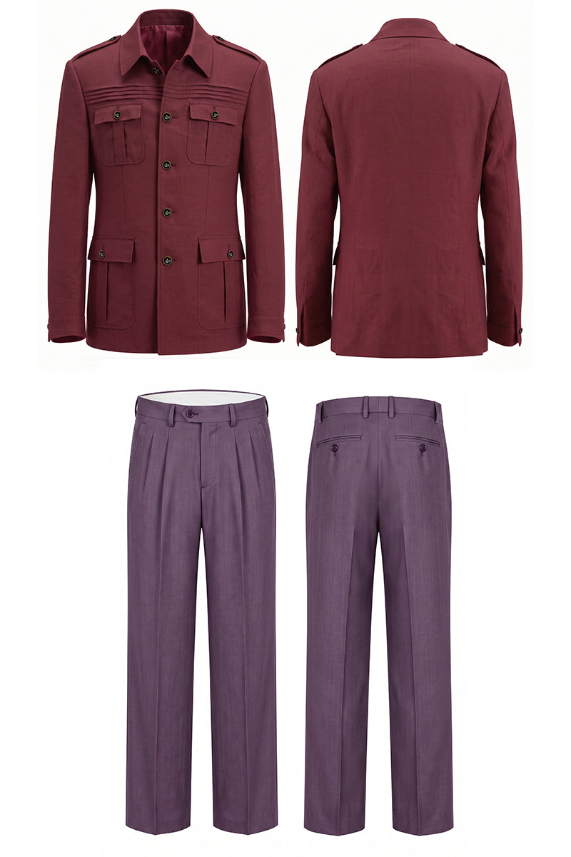 Burgundy 50% Merino Wool Suits