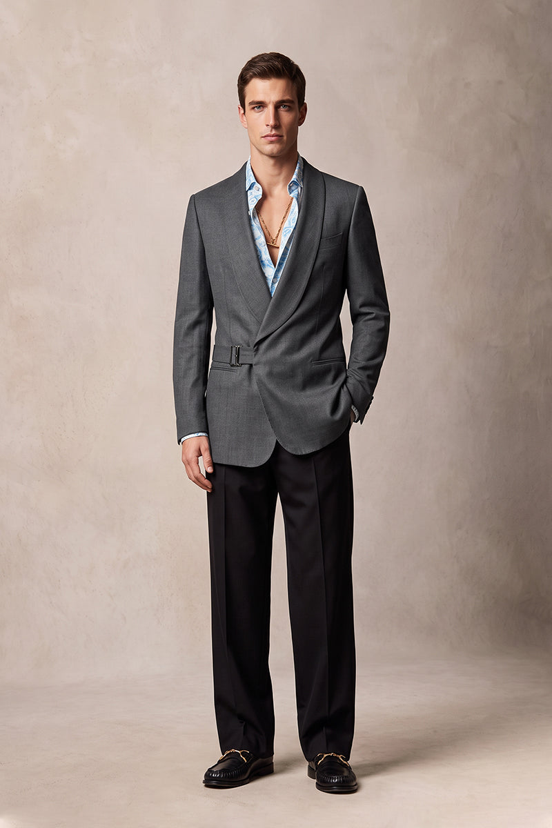 Gray 100% Merino Wool Blazers