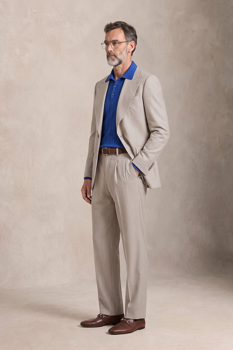 Light Khaki 70% Merino Wool Suits