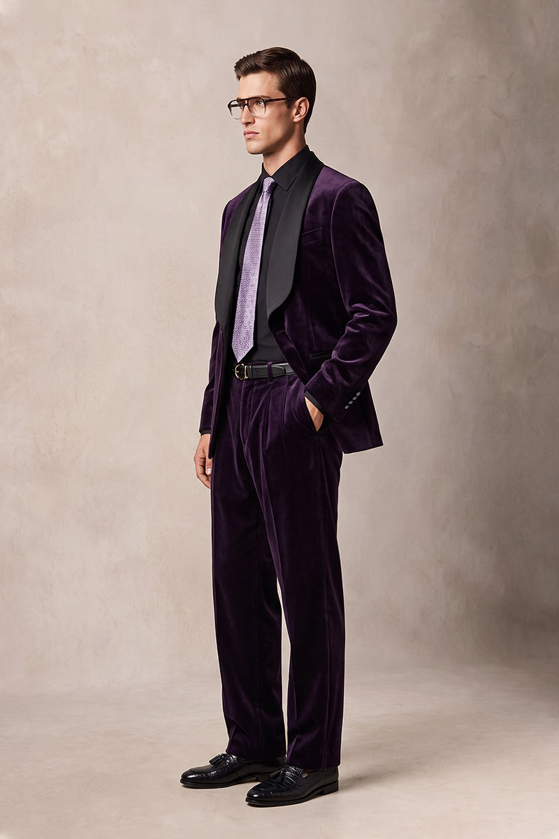 Dark Purple 100% Velvet Suits