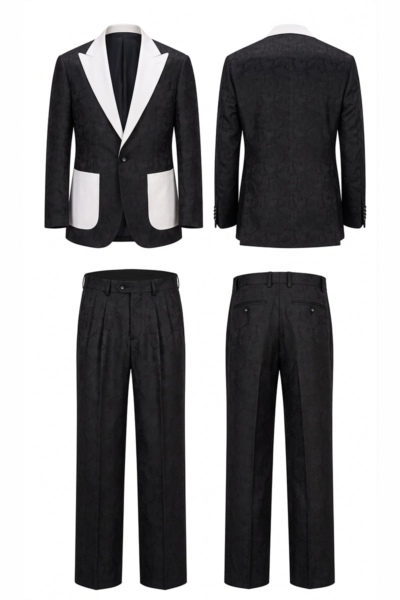 Black 82% Jacquard Suits