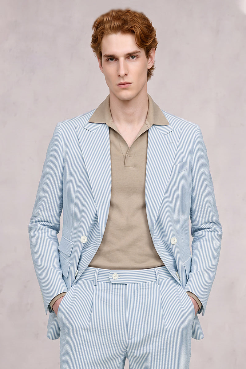 Completo blu in lana merino