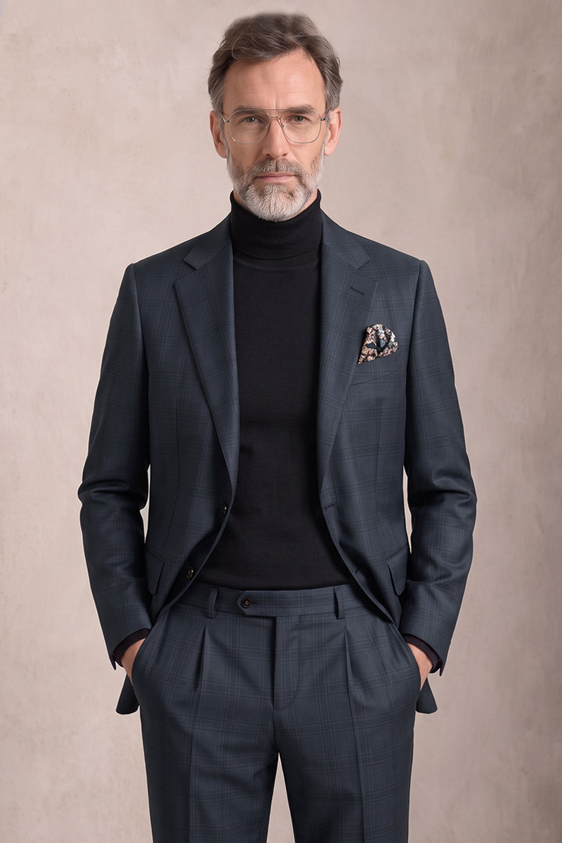 Blue 100% Merino Wool Suit