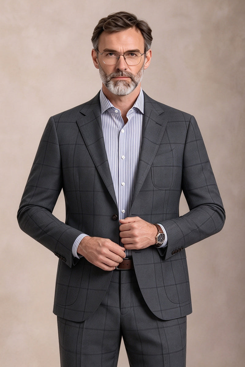 Dark Gray 50% Merino Wool Blazers