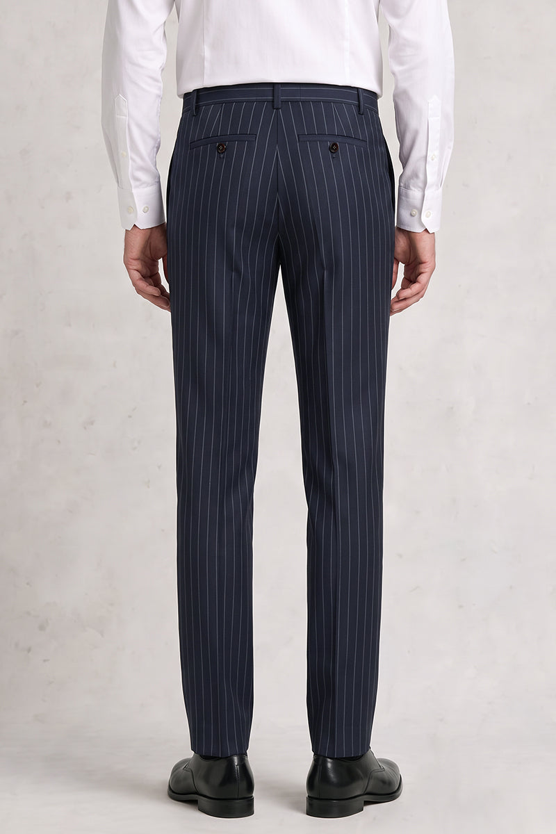 Pantaloni da completo blu in lana merino
