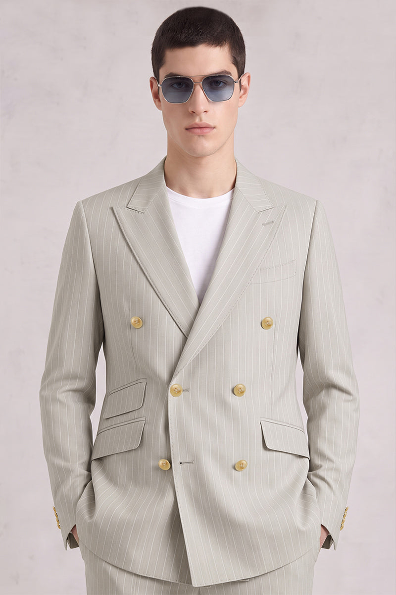 Costume en laine mérinos beige