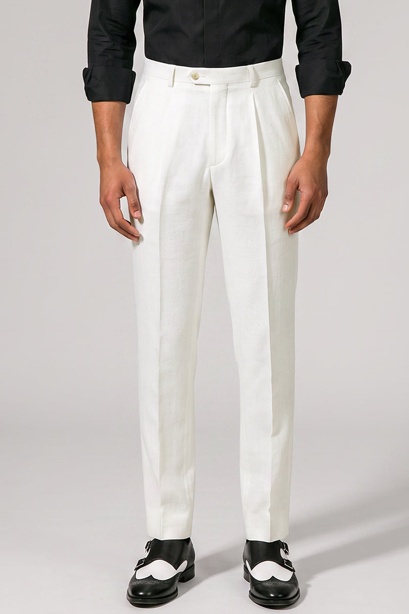 White 50% Merino Wool Trousers