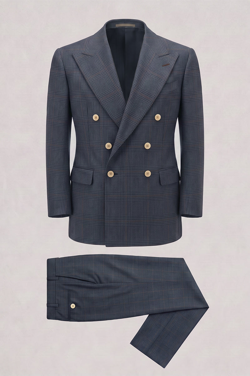 Traje de hombre de lana merina de cuadros azules