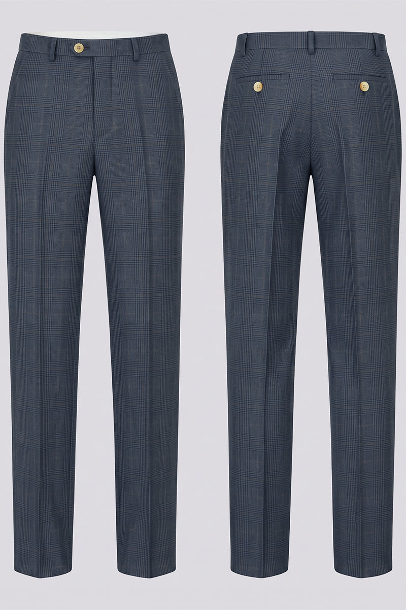 Pantalones de traje de lana merina azul