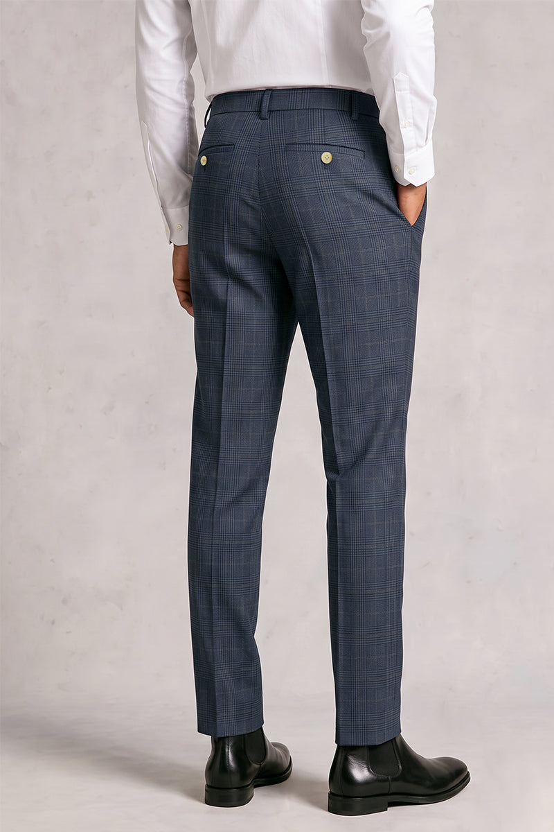 Pantalones de traje de lana merina azul