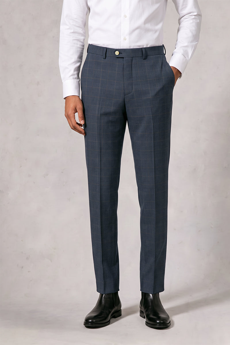 Blue 100% Merino Wool Suit Trousers