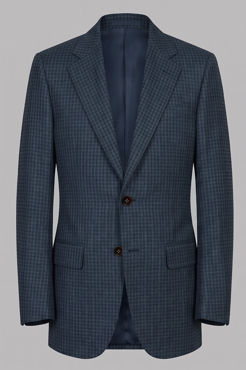 Blue 50% Merino Wool 3-Piece Suit