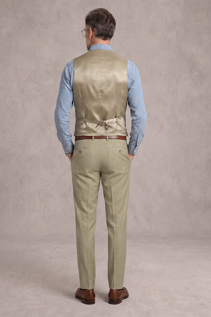 Pantalones de traje de lana merina color caqui