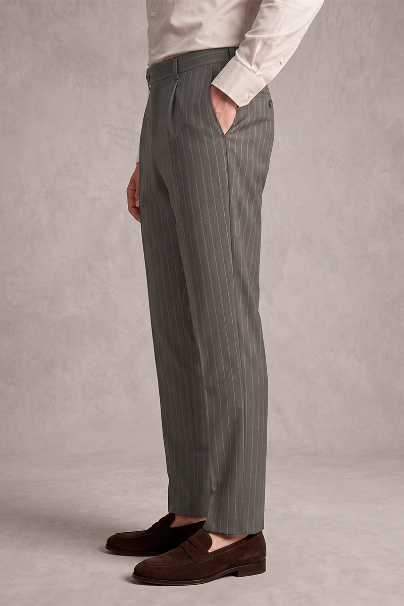 Gray Merino Wool Suit Trousers